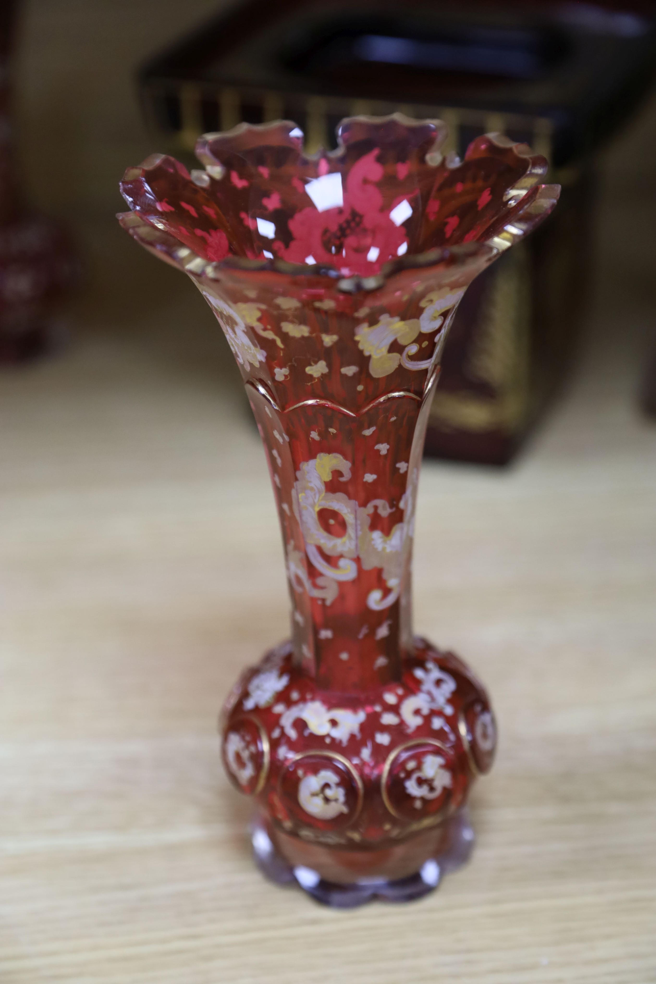 A group of 19th century Bohemian gilt-decorated ruby glassware etc.